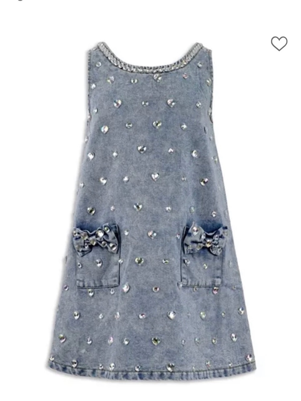 Denim-Look Blue Embellished A-Line Kids Dress